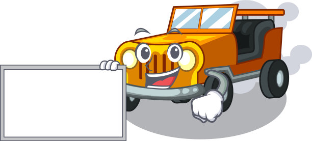 用板车与卡通吉普车隔离图片下载