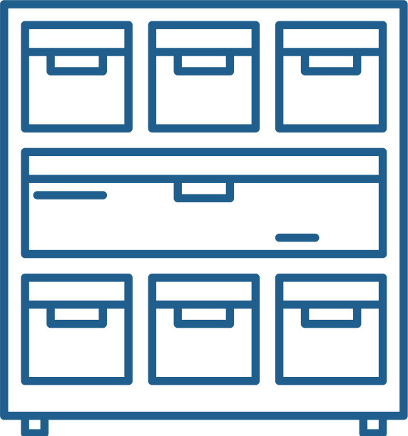 带有文档柜线条图标的概念柜图片下载