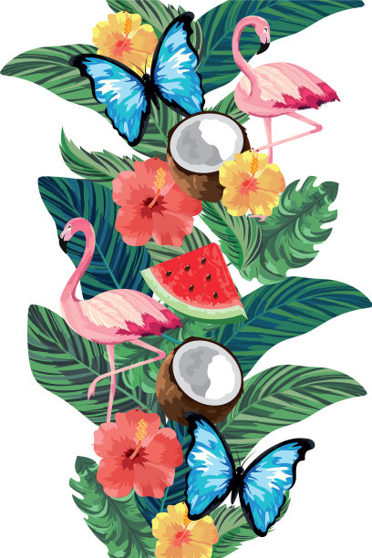 美丽的热带花卉卡通图片下载