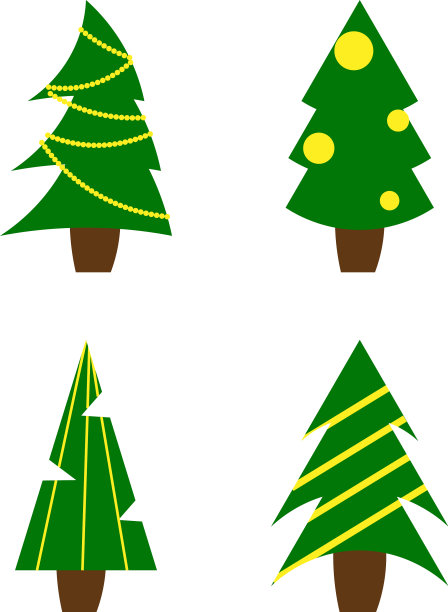 套新年绿树平风格图片下载