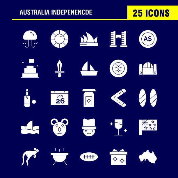澳大利亚独立立体字形图标包图片下载