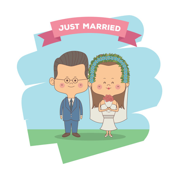 刚刚结婚的夫妇的彩色天空风景的景象图片下载