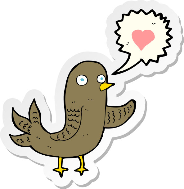 卡通小鸟在唱歌的贴纸图片下载