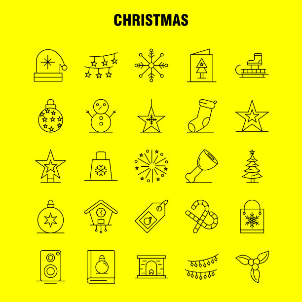 圣诞线图标为网页印刷和移动uxui图片下载