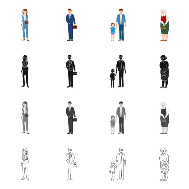 孤立对象的字符和化身标志集图片下载