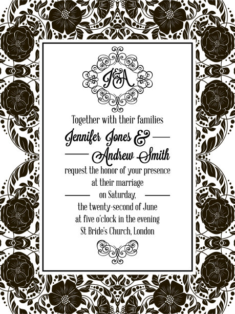 优雅的花漩涡花边图案华丽的框架图片下载