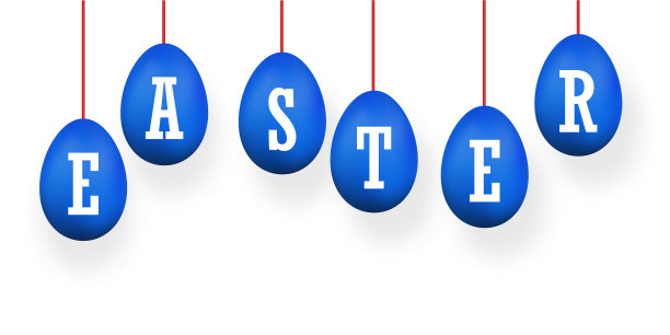 复活节彩蛋3d图标蓝色设置白色文字悬挂图片下载