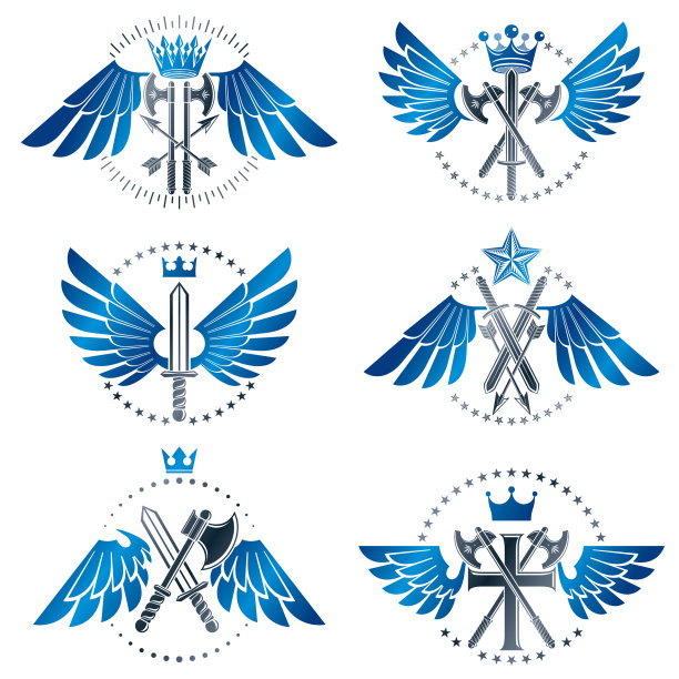 复古武器徽章设置纹章纹章图片下载