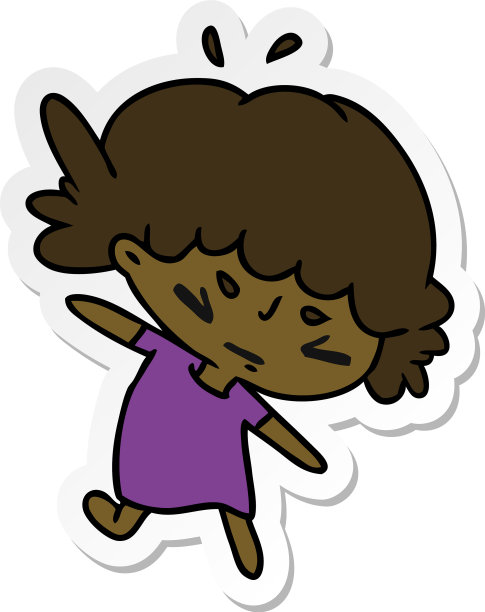 一个可爱可爱的女孩的贴纸卡通图片下载