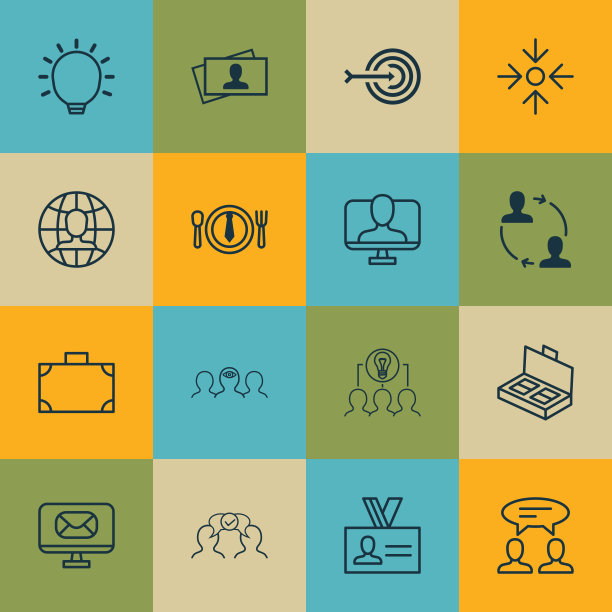 包括16个业务管理图标的集合图片下载