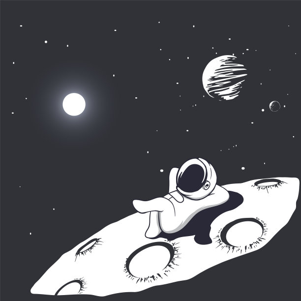 宇航员在月球上晒太阳图片下载