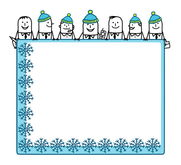 卡通冬季业务项目与空白板图片下载