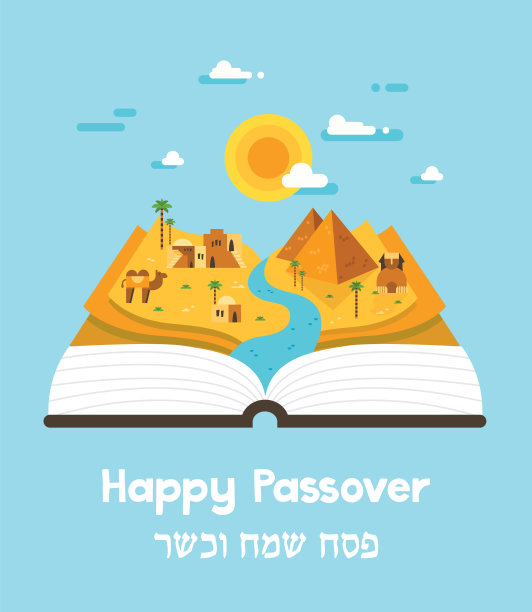 逾越节故事哈加达书与埃及风景图片下载