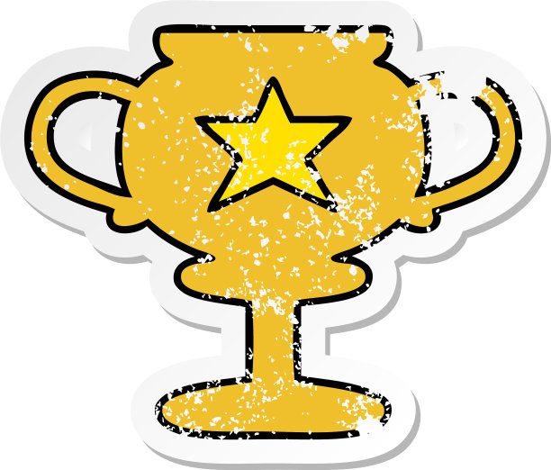 一个可爱的卡通金杯的苦恼贴纸图片下载