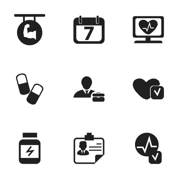 一组9可编辑的混合图标包括符号图片下载