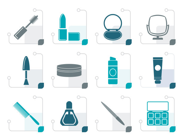 程式化的化妆品和化妆图标图片下载