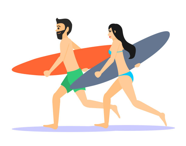 两男一女冲浪者，男一女图片下载