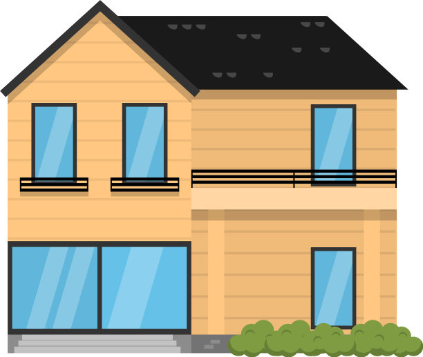 木质的现代两层房子孤立在白色图片下载