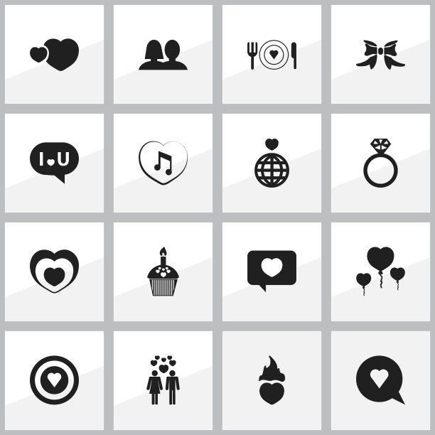 一组16可编辑的爱情图标包括符号图片下载