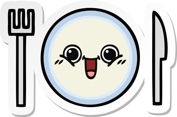 可爱的卡通餐盘贴纸图片下载