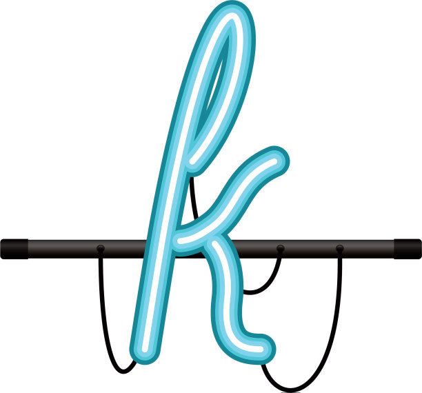 霓虹灯字母孤立图标图片下载