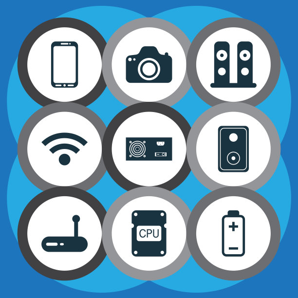 一套9个电脑硬件图标包括电池图片下载