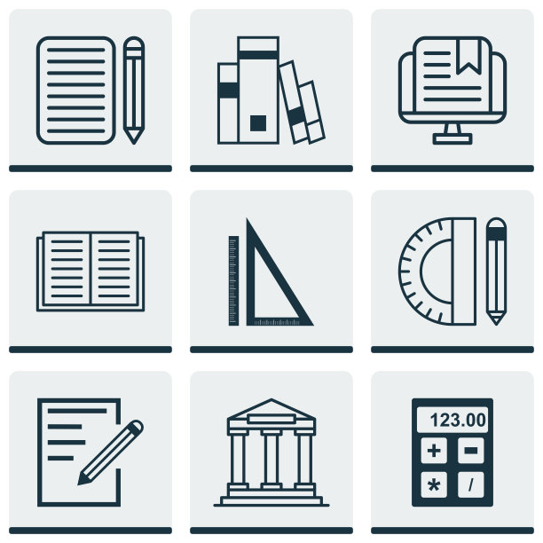 一套9学校图标包括教育工具图片下载