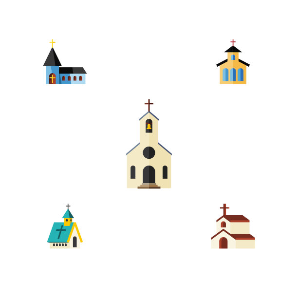 扁平的图标建筑套天主教宗教图片下载