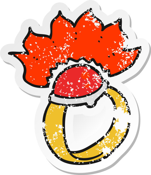 复古旧的卡通魔术红宝石贴纸图片下载