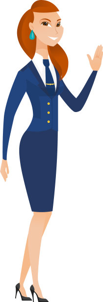 年轻的白人空姐在挥手图片下载