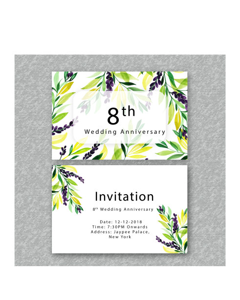 水彩花结婚纪念日请柬图片下载