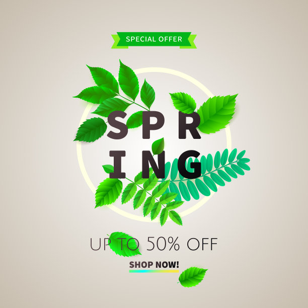 春天的背景与绿叶相框图片下载