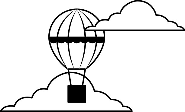 热气球篮子在天空中飞翔图片下载