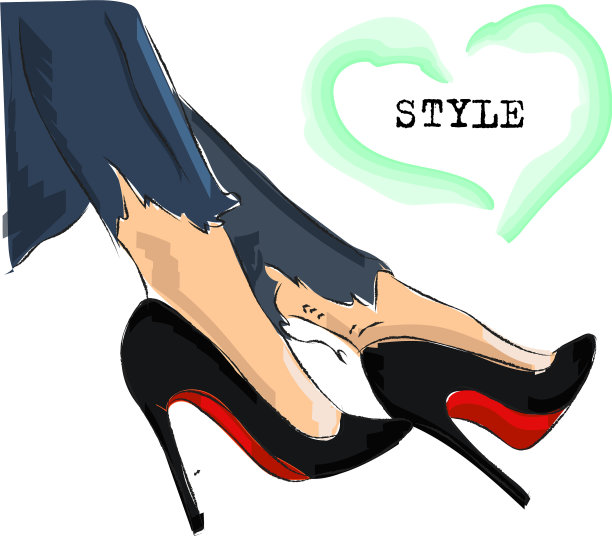 可爱的手画腿在黑色宫廷鞋时尚图片下载