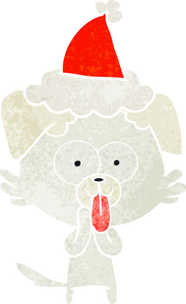 一只伸出舌头的狗的复古卡通图片下载