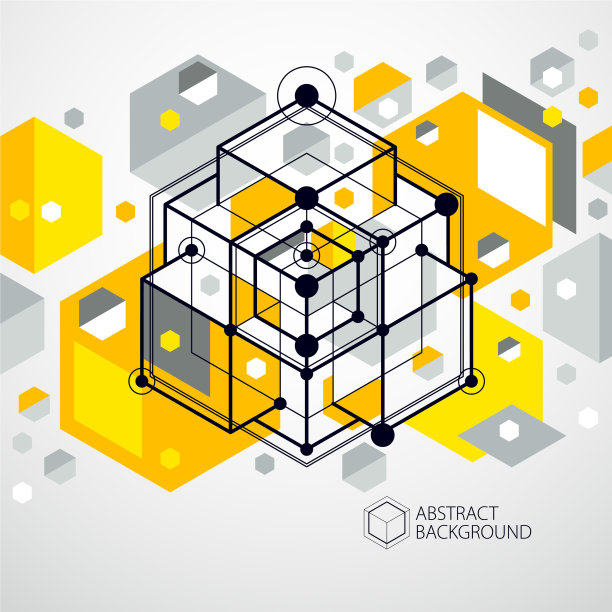 等距抽象黄色背景与线性图片下载