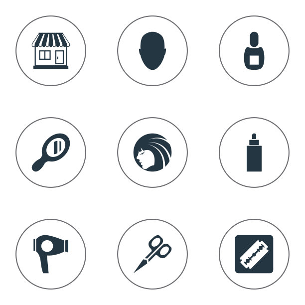 一套简单的美容师图标图片下载