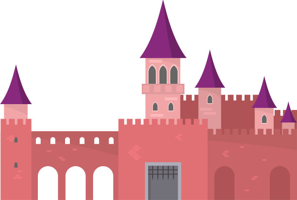 传奇的红砖城堡与美丽的紫色图片下载