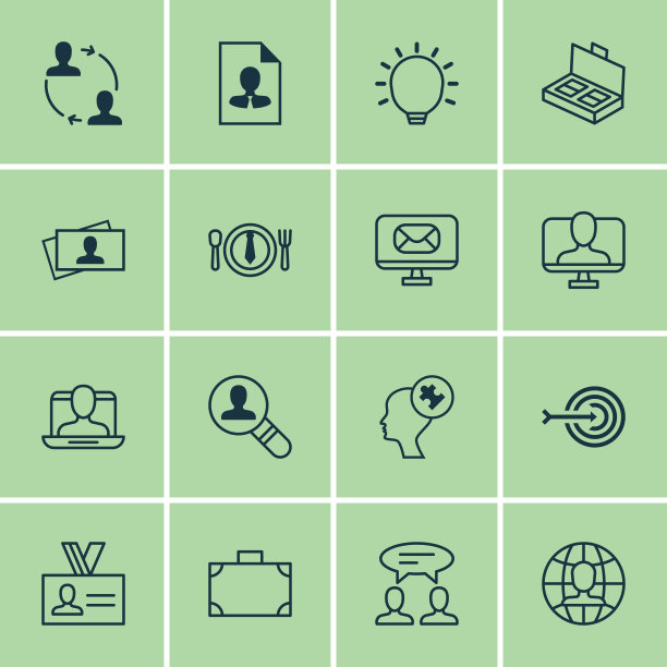 包括16个业务管理图标的集合图片下载