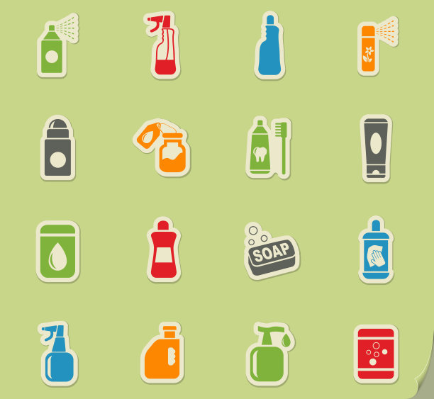 家居化学品图标集图片下载