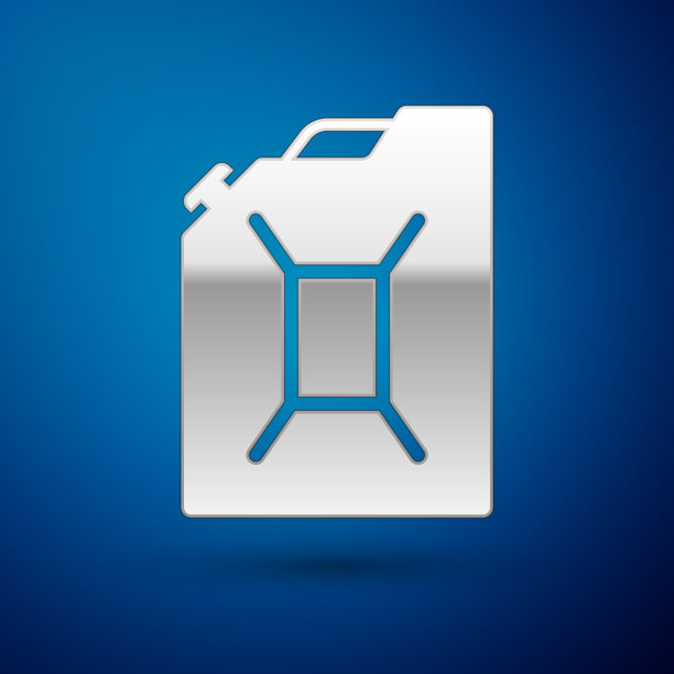 银罐的汽油图标隔离在蓝色图片下载