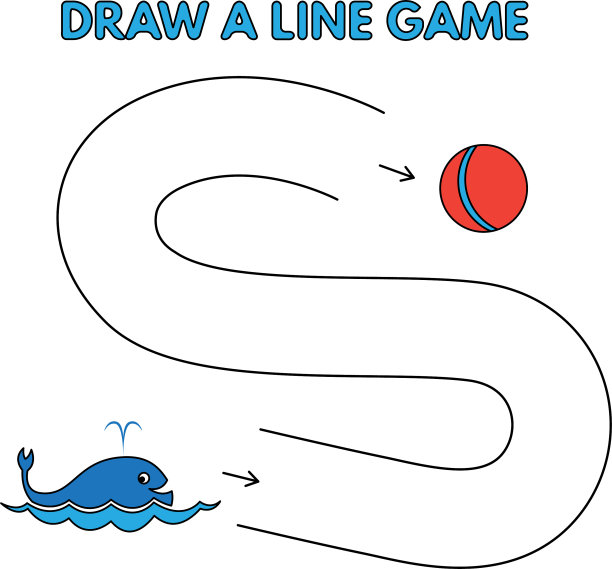 卡通鲸鱼画线游戏的孩子图片下载