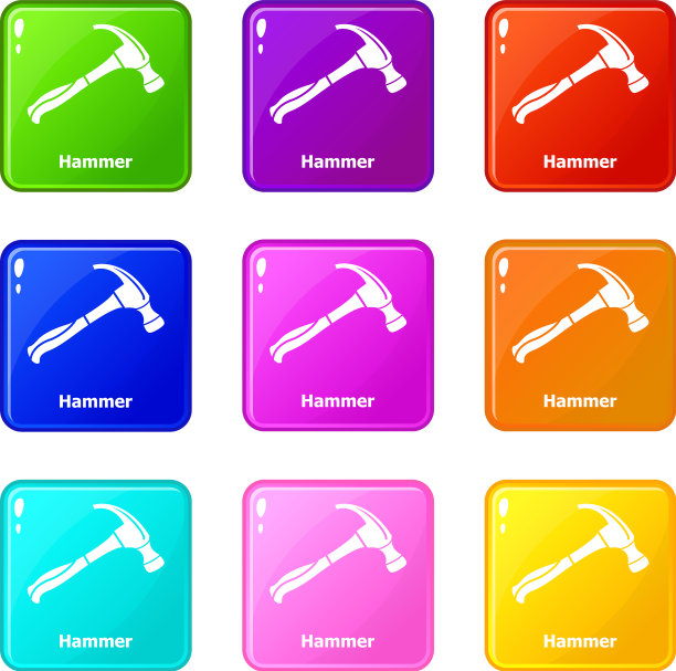 锤子图标集9个颜色收集图片下载