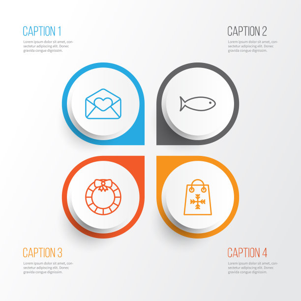 年度图标集合的问候电子邮件图片下载