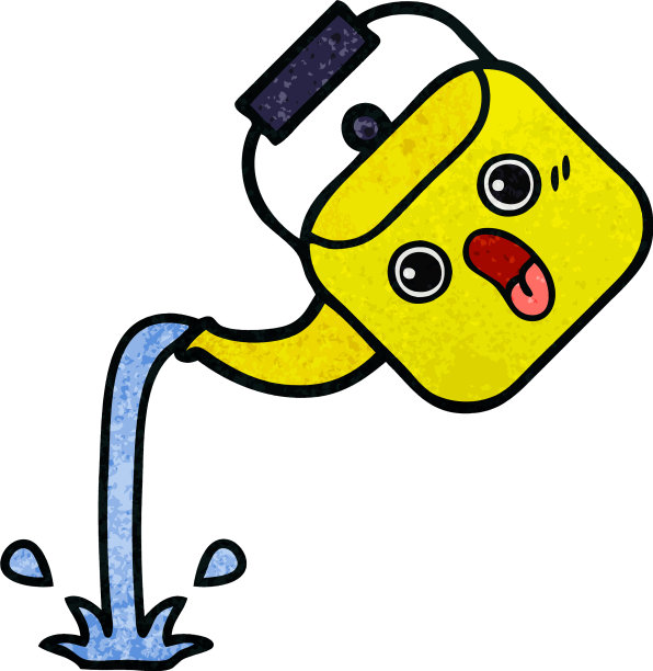 复古的垃圾纹理卡通浇壶图片下载