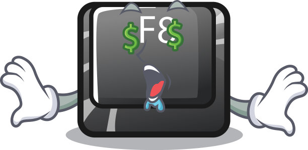 卡通键盘上的金钱眼F8按钮图片下载
