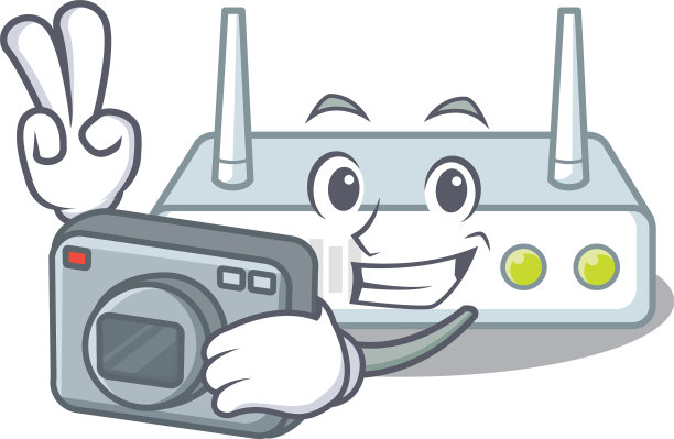 摄影师路由器孤立与吉祥物图片下载