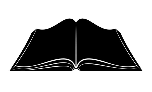 一本打开的书在桌子上简单的黑色轮廓图片下载