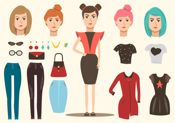 时尚模型元素集合图片下载