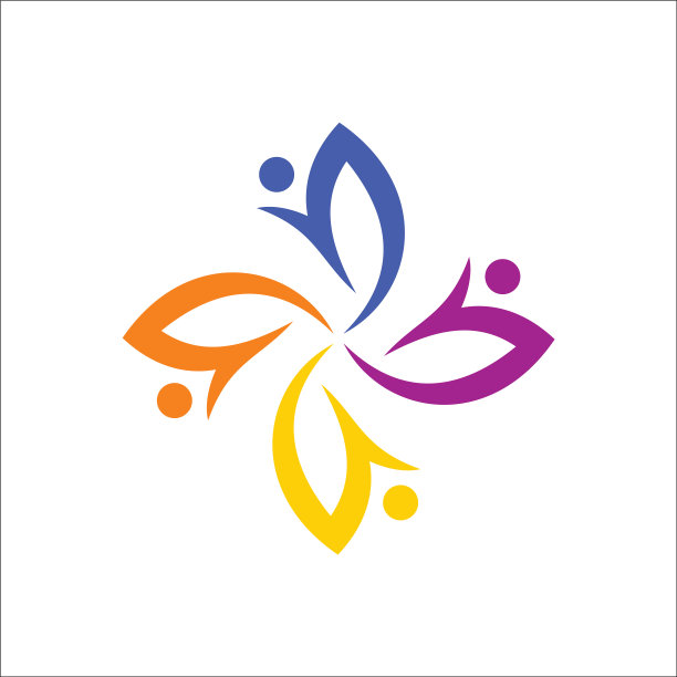 彩色花朵圆形美妆logo图片下载